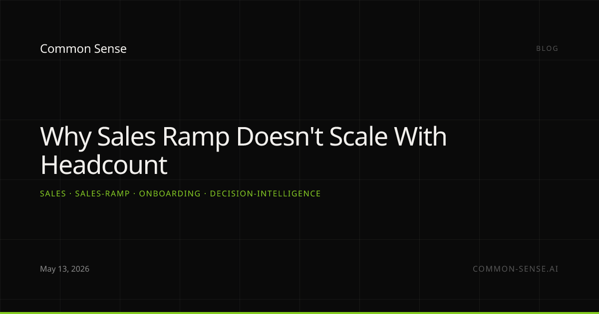 Why Sales Ramp Doesn't Scale With Headcount — Common Sense — Common Sense